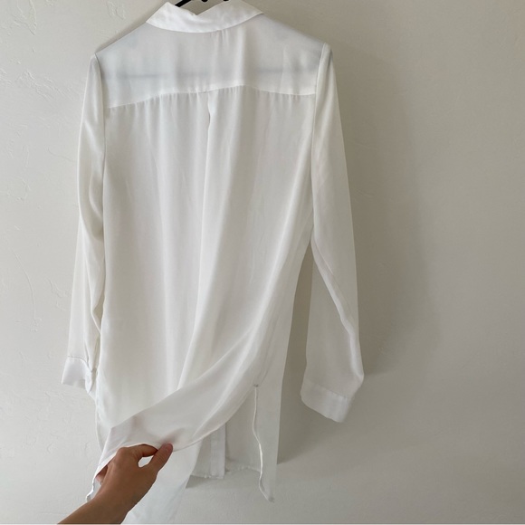 Como Vintage Sheer Long White Button Down Size Small - Picture 8 of 11